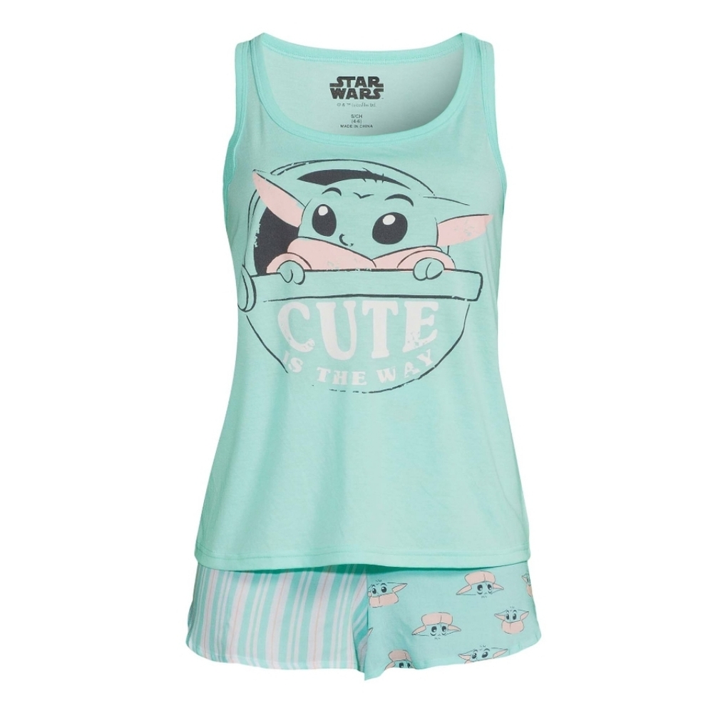 Star Wars Baby Yoda Pajama Set - Mint and Pink Size XL